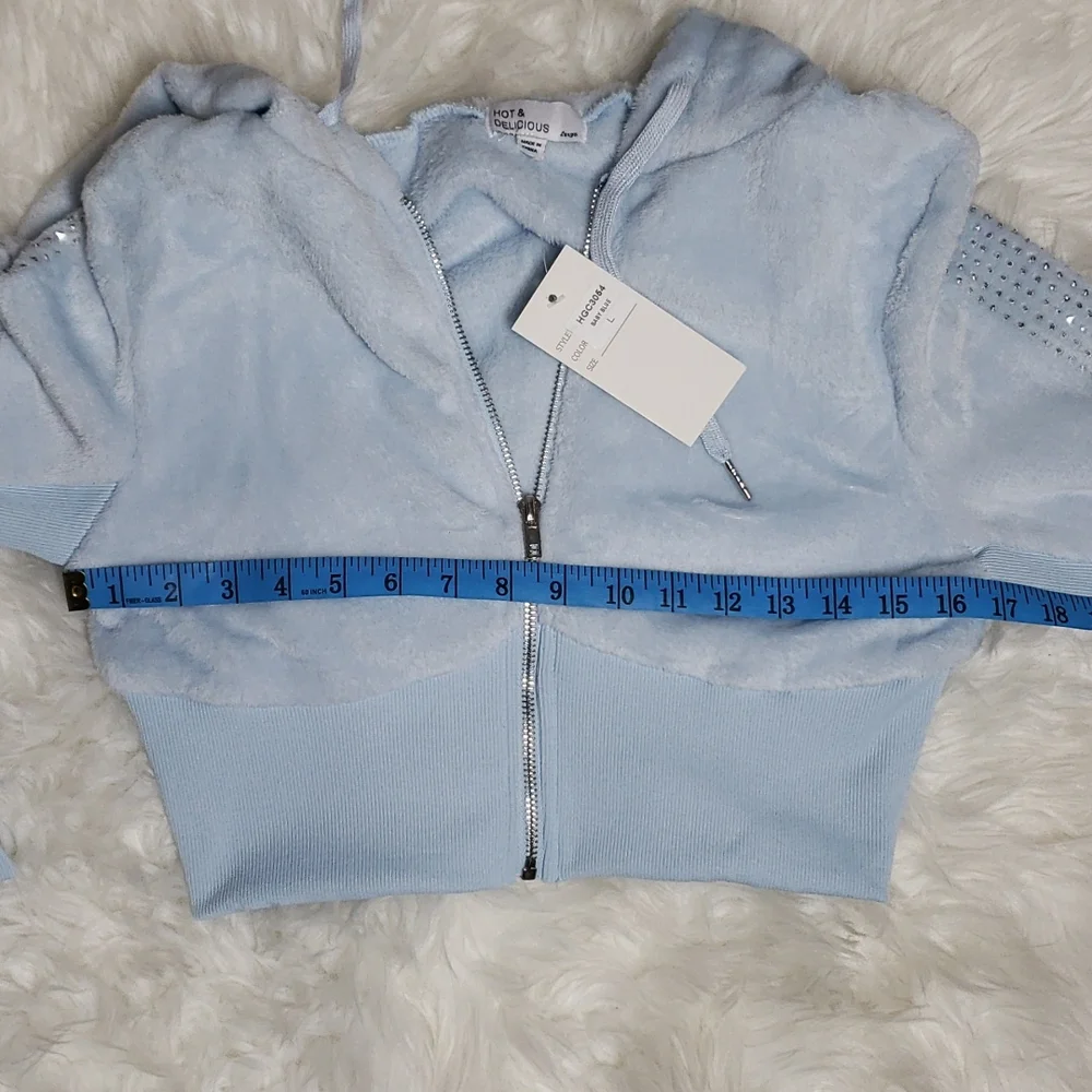 Hot & Delicious Plush Tracksuit Jogger Lounge Set Athleisure Embellished Bling